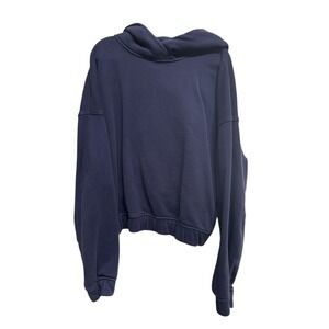 Lululemon Relaxed Cropped Hoodie  8 Night Sea Soft Cotton French Terry Pullover